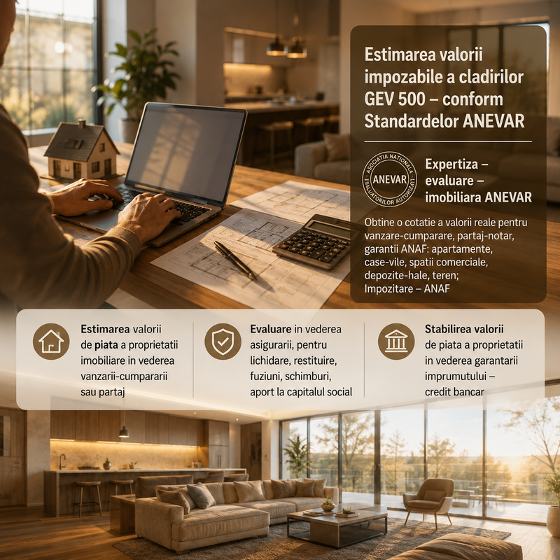 Evaluare imobiliara conform Standardelor ANEVAR;apartamente;case,teren